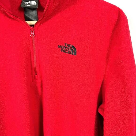 The North Face Polartec 1/4 ZIp Pullover Fleece Lightweight Red Men sz Small - Picture 2 of 7